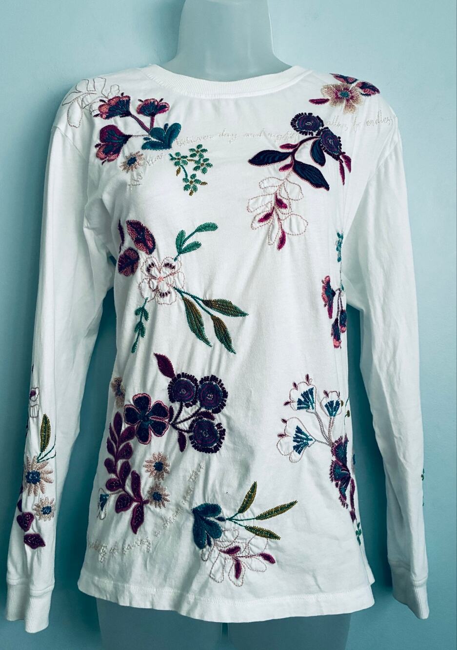 Johnny Was Embroidered Floral Long Sleeve Top Small Fairy Boho Ornate